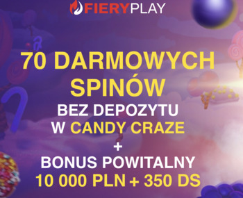 70 darmowych spinów bez depozytu w kasynie FieryPlay