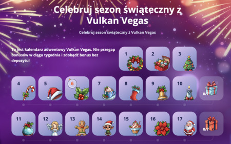Kalendarz świąteczny dla klientów Vulkan Vegas