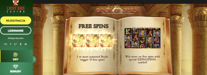 lucky bird casino free spins bez depozytu na slot book of dead